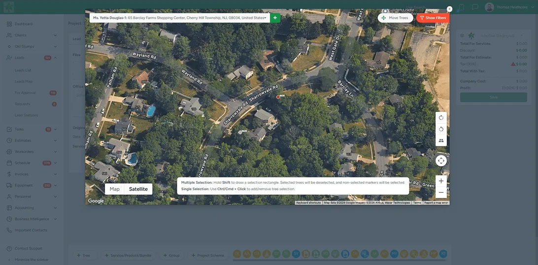 Zooming into a single property to review its tree markers